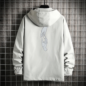 JK65147-P45 连帽夹克男大码胖子棒球服上衣外套 网格挂拍图片