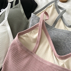 韩版外穿美背带胸垫运动吊带背心女内搭V领打底上衣，女装背心吊带，梦白服饰厂