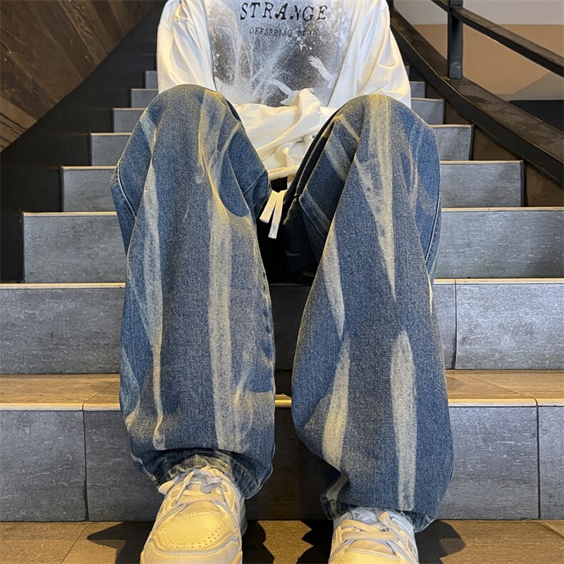 819时尚新款休闲牛仔裤港风美式宽松直筒特批38,男装牛仔裤,星座215-2（原311A-2）