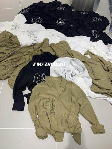 抽象人头百搭衬衫，女装衬衫，周末