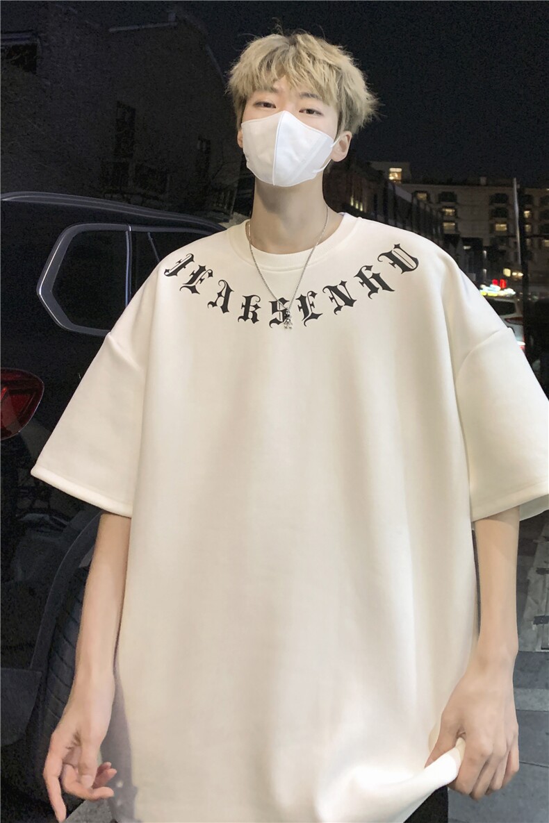ins潮牌宽松休闲T恤男生新款哥特字母印花短袖JK23234-p35-控48,男装T恤,星座605(原A050)