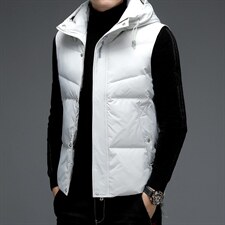 2023冬季新款男士羽绒马甲外套男装休闲加厚连帽短款衣服P150图片