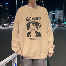 夜景冬季新款海贼王宽松圆领男女针织毛衣M6814P55控68加绒P65，男装针织衫/毛衣，电商A268A