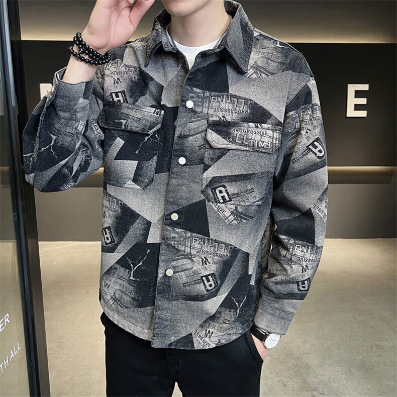 2023新款夹克外套男秋冬牛仔洗水大码宽松休闲外套jk808-p98,男装夹克,电商D303