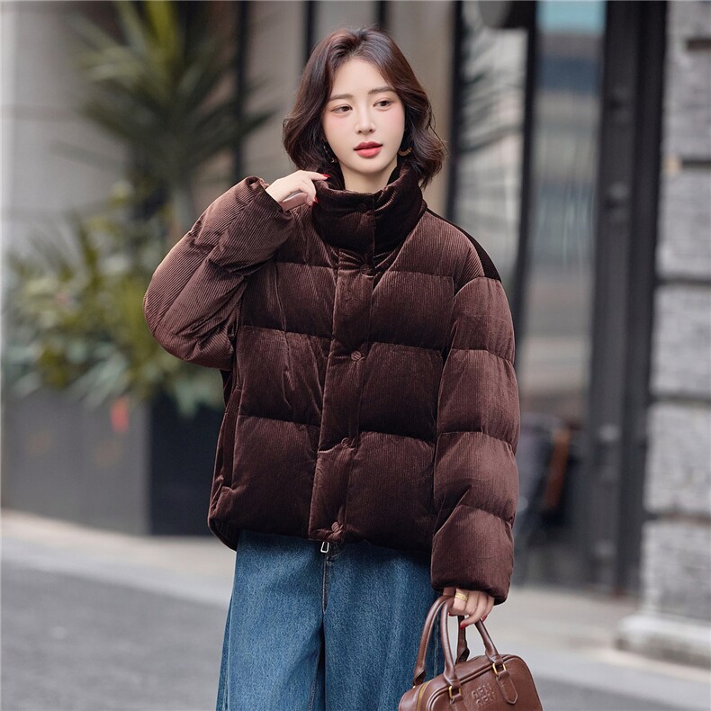 立领短款面包服羽绒服女2025冬季新款小个子加厚保暖巨好看外套图片