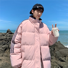 ！冬季条纹五防立领加绒加厚棉衣情侣撞色棉服外套MY7777-p68，男装棉衣，星座610B-1