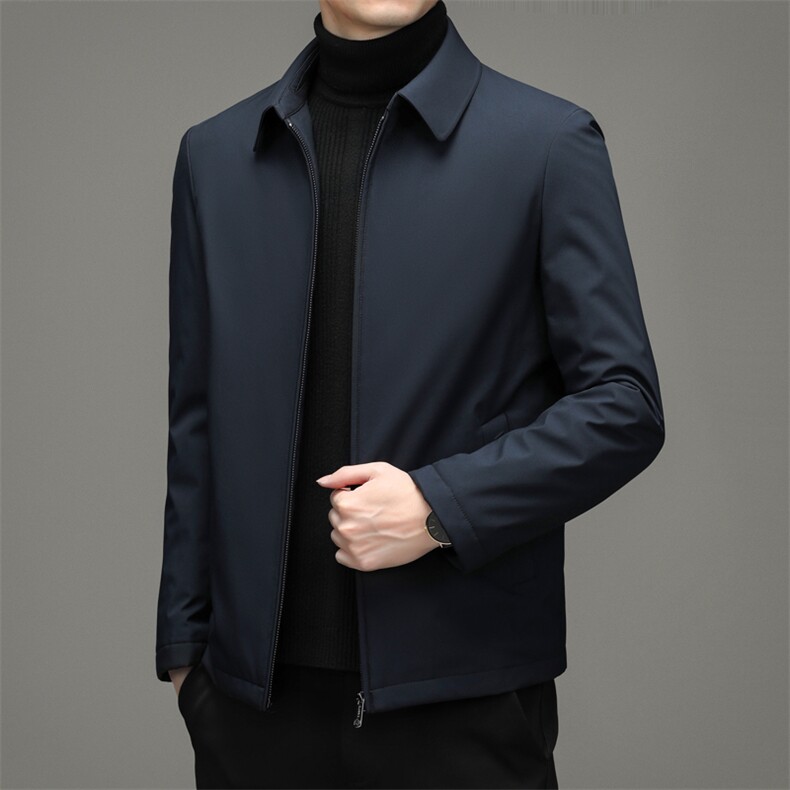 2024冬季爸爸装羽绒服轻薄款商务干部装短款翻领保暖中老年外套男,男装羽绒服,电商B212（原钱塘6029）