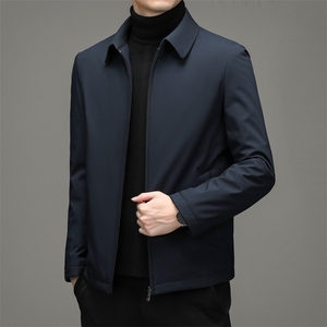 2024冬季爸爸装羽绒服轻薄款商务干部装短款翻领保暖中老年外套男图片
