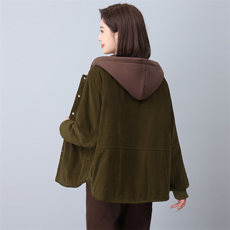 时尚保暖灯芯绒棉服女冬季新款宽松显瘦加厚外套,女装棉衣/棉服,悦见她
