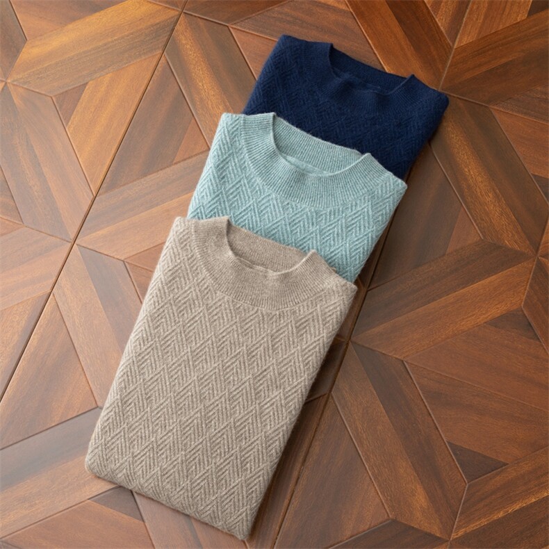 2024秋季新款羊绒长袖圆领休闲套头衫，男装羊绒套衫，米亚康羊绒