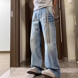 美式高阶水洗做旧牛仔裤休闲ins直筒裤情侣潮 KZ31D780--TP40图片