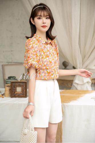 【现货】夏季新款短袖雪纺小衫，女装，红火丹妮