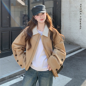 春装 水洗棉韩式宽松版格子拼接外套夹克衫 2601 P160 K255图片