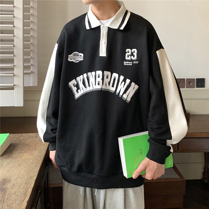 港风POLO领卫衣男情侣有中性风大码休闲套头外套男C7720P55控88,男装卫衣,星座226-1