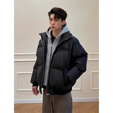 现货高品质重磅工艺美式高街假两件PU皮棉衣男女加厚棉服外套，男装棉衣，电商A486