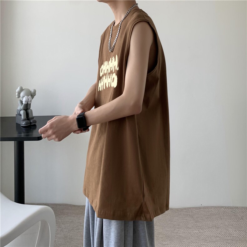 2024新款复古潮流印花无袖男女宽松运动健身美式背心M4065特p18,男装背心/马甲,星座610B-1