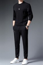 新款春秋季男士圆领卫衣休闲套装男中年长袖套头外套两件套跑步服，男装休闲套装，电商B212（原钱塘6029）