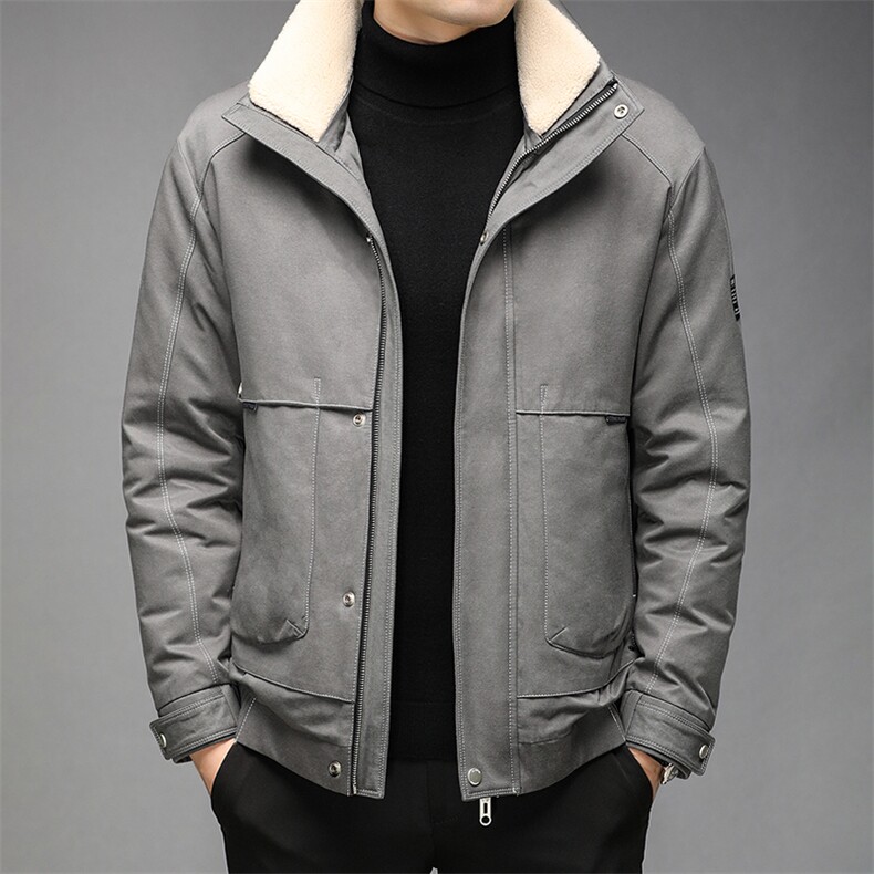 AN9828钱塘2020-3秋冬新款男士翻毛领休闲保暖羽绒服外套P260，男装羽绒服，钱塘207-3