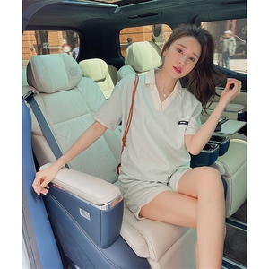 polo领短袖T恤短裤两件套女2025夏季新款减龄学院风休闲运动套装图片