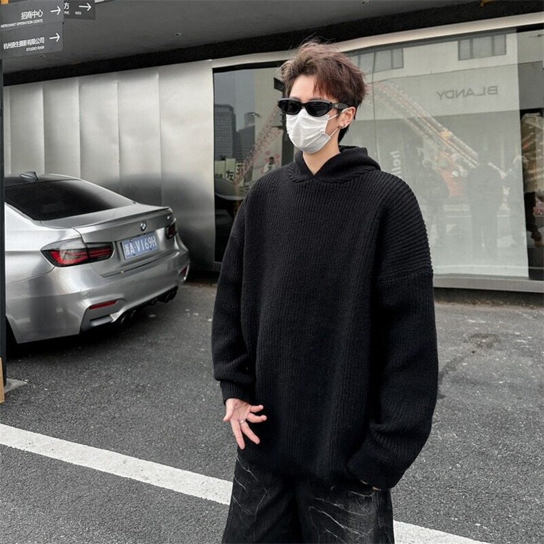 灰色美式复古亨利领毛衣男款冬季慵懒风高级感针织衫MY602,男装针织衫/毛衣,星座1116A-1（原606A）