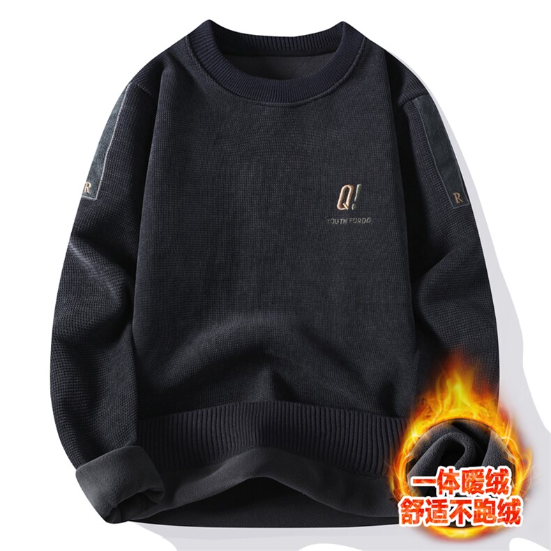 青年学生男士高品质休闲圆领华夫格一体绒毛衣打底针织衫M835-P52,男装针织衫/毛衣,星座310B-3