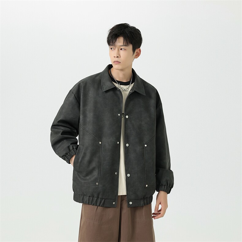 脏脏皮衣外套男装秋季工装夹克潮牌机车服复古PU皮上衣JK8806P70,男装皮衣,星座311B-1