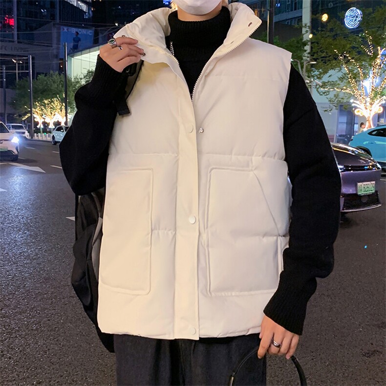 中高领冬季男士棉马甲纯色加厚棉背心潮流外套男A266-WMJ621-P45图片
