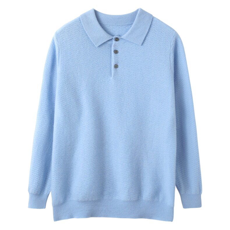 男士polo衫长袖t恤男2024年秋冬季加厚保暖衣服男韩版潮流内搭,男装羊毛衫,鹿一羊绒