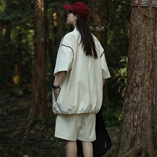 夏上新中性风时尚印花衬衫简约短裤半袖套装男女8716-P95控价148，男装衬衫，电商A441-1