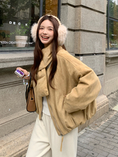 新款首上2C0281031P255K385麂皮绒90绒保暖外套，女装羽绒服，2C028