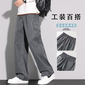 2026春季新款男士工装裤宽松直筒阔腿美式潮牌长裤子K6675-P55,2k短裤怎么搭配图片