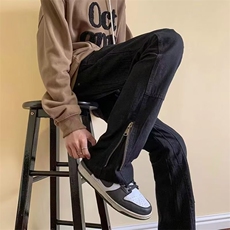 1027-P48黑色牛仔裤男秋冬高端美式潮牌高街vibe设计感拉链，男装牛仔裤，电商B323A