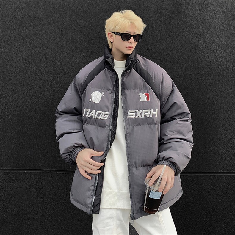 新款潮流刺绣拼色三防棉衣外套面包棉服xz914-4-MY01P108控148，男装棉衣，星座914-4