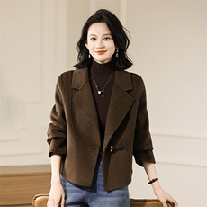 2025秋冬新款中长款小个子加厚毛呢外套赫本风双面呢大衣女，女装毛呢外套，贝源羊绒