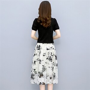 不规则短袖T韩版新款设计感显瘦修身V领套装，女装套装/套裙，布芭啦