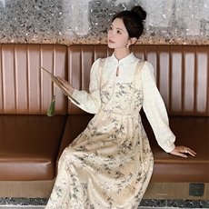 2024春装新款简约气质优雅碎花连衣裙，女装连衣裙，浙宝220