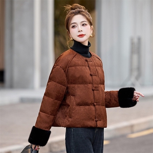 短款羽绒服女2024冬新款小个子高级感超好看新中式国风盘扣面包服图片