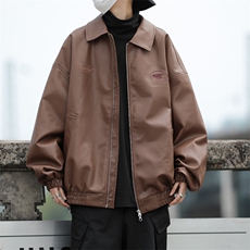 港风秋款男皮衣字母印花图案夹克休闲外套JK662P70，男装夹克，星座1013-1