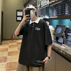 夏季简约字母polo翻领短袖男潮牌2022宽松休闲T恤上衣T874-P32，男装Polo衫，星座512-2