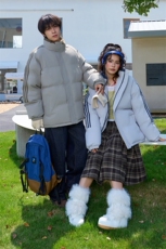 ！冬季条纹五防立领加绒加厚棉衣情侣撞色棉服外套MY7777-P68，男装棉衣，星座610B-1