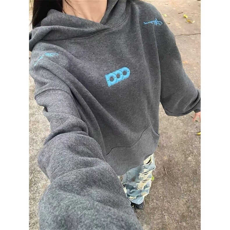 简约卫衣女新款连帽重磅纯棉宽松高街秋冬加绒W1056,男装卫衣,星座1116A（原606A-3）