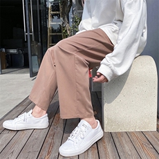 控价582024新款高腰宽松松紧腰纯色冰丝阔腿裤KS0026-P35，男装休闲裤，电商A128