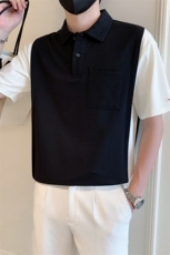 2025夏季新款社会小伙假两件polo衫男短袖T恤TX04P68控98，男装Polo衫，电商B276A