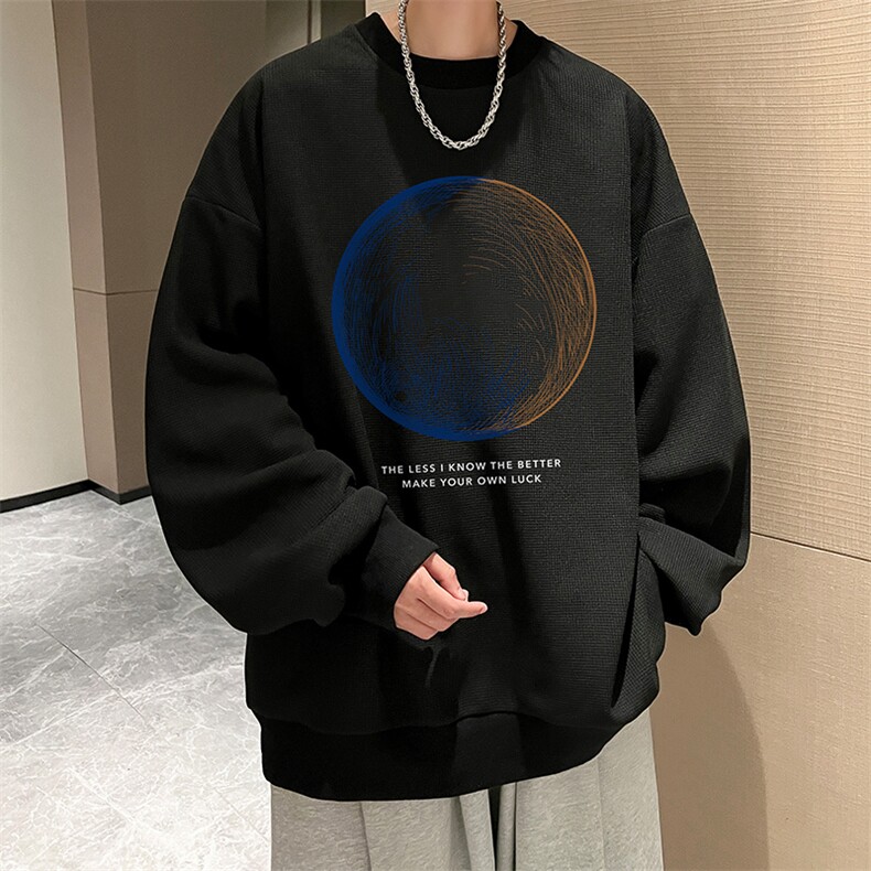 华夫格卫衣圆领卫衣男大码长袖t恤男外套HW76330-P30加绒款-P40,男装卫衣,电商A040