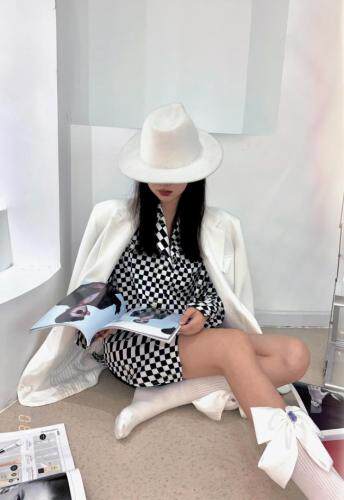 秋季新款棋盘格长袖衬衫，女装衬衫，邱小姐