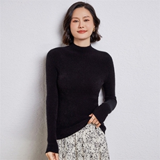 优雅女士羊毛半高领毛衣简约百搭显瘦长袖针织衫，女装羊毛衫，温伦斯特羊绒