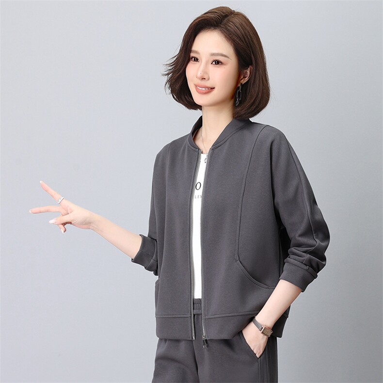 时尚气质休闲立领宽松开衫外套女,女装短外套,依恋蒂丝