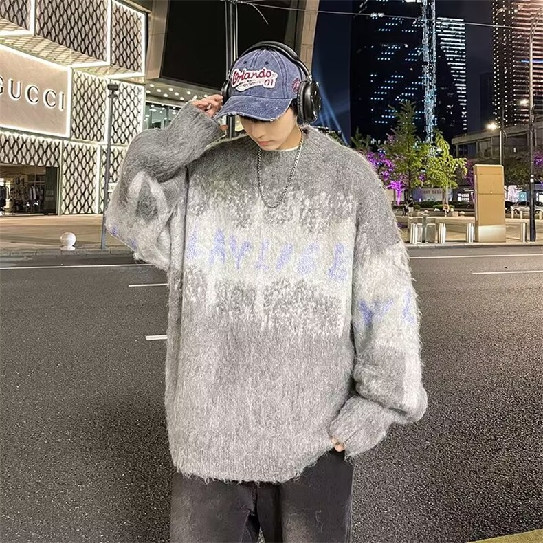 美式高街针织衫男字母拼色高街冬季新款ins宽松毛衣MZ5607-P55,男装针织衫/毛衣,星座1109-3
