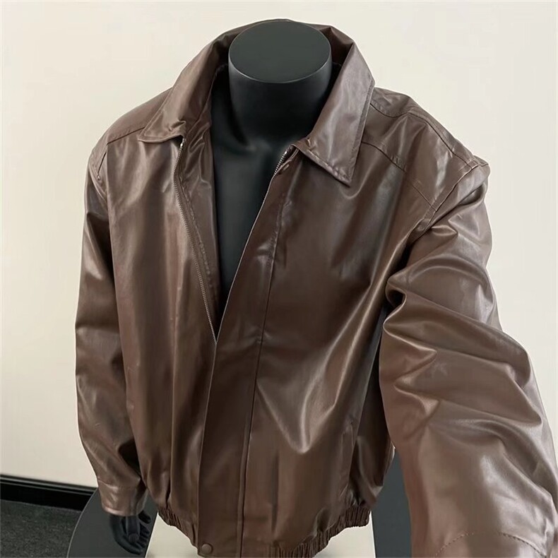 黑色pu皮衣外套痞帅cleanfit机车服夹克美式短款上衣Y1023P68网图,男装夹克,电商B245