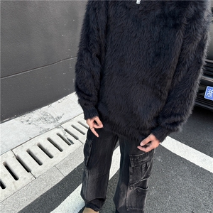 【有货】DM565-P55白色水貂绒软糯毛衣男士秋冬季宽松针织衫图片